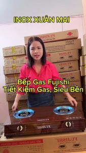 Bếp Gas Đôi Chén Đồng Kính Cường Lực Cao Cấp Fujishi - Inox Xuân Mai