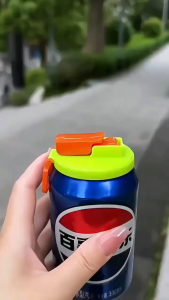 HTF 1PCS Soda Can Portable Lids Creative Sealed Silicone Straw Reusable Tank Cover For Canned Beverage