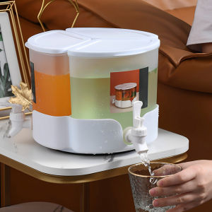 5.1L Drink Dispenser with Faucet 360° Rotatable Juice Jug Dispenser 3 Compartment Removable Beverage Dispenser Juice Dispenser