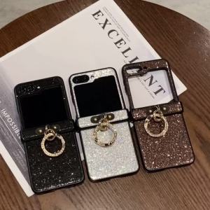 Luxury Glitter Starlit Sky Twinkle Phone Case For Samsung Galaxy Z Flip 8 6 5 4 3 Flip7 FE Cover with Diamond-Plated Ring Buckle