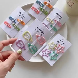 Hanni Kids Cute 4/10PCS Colorful Star Side Clip Set Simple Retro Hairpin Hair Clip Set CL027