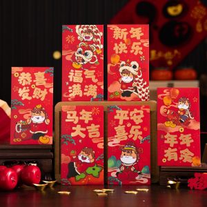 2026 Creative Lion Dance 3D Red Envelope with Tassel Cartoon Horse Lucky Money Packet Chinese New Year Angpao Gift Set for Kids