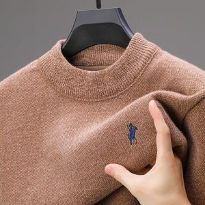 Luxury Brand Mens O-Neck Sweater Autumn/Winter New Item Exquisite Velvet Embroidered Thick Pullover Knitwear Top Mens Clothing