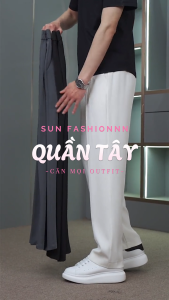 Quần âu nam nữ form suông nửa cạp chun SUN mặc thoải mái dễ phối đồ phong cách hàn quốc