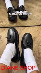 Fashion Korean Men Black Slip On Loafers Waterproof Round Toe Student Office Formal Casual Hot Item Shoes 0125523