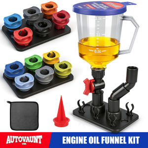 AUTOVAUNT 20PCS 1.5L Professional Oil Funnel Kit Universal For Automotive Use With 12 Adapters Magnetic Leak-Proof Design