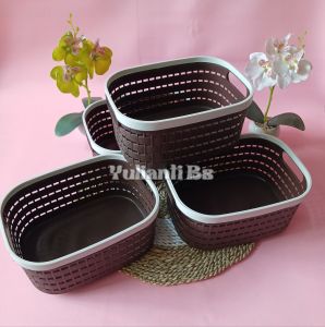 Keranjang Plastik Anyam Basket Blink Serbaguna Bahan Tebal Wadah Penyimpanan Skinker Bedak Bisa Untuk Menaruh Peralatan Make Up