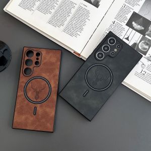 เคสโทรศัพท์ดูดลายกวางเนื้อปกหนังพรีเมี่ยมสำหรับ Samsung S21 S22 S23 S24ชุดโทรศัพท์ S25