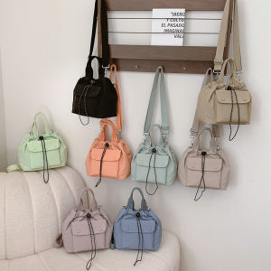 High Quality Fashionable Nylon Bucket Bag Drawstring Handbag Casual Crossbody Bag Korean Style Small Bag Versatile Leisure