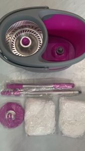 ชูด ถังปั่น พร้อมไม้ม็อบ มีแท่นเหยียบ BE WISH รุ่น STAINLESS PLUS สีม่วง HA-33W