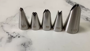 FF Spuit Set Motif Daun Stainless Steel 304 Isi 5 Leaf Spuit Cake Cream Baking Tools Tanpa Sambungan