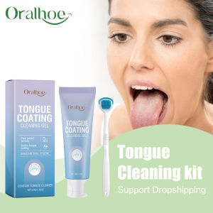 Tongue Cleaner For Remove Tongue Coating Inhibit Oral Bacteria Improve Bad Breath Freshener Tongue Cleansing Gel Toothbrush Set