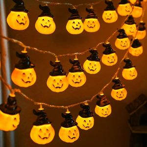 10LED Pumpkin String Lights Portable Lighting Strings Night Light Halloween Party Atmosphere Lamps Lantern Decoration Supplies