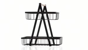 Yo-Fun 2 Tier Black Fruit Basket Countertop Fruit Bowl Fruit Holder For Kitchen Fruit Basket For Kitchen Counter