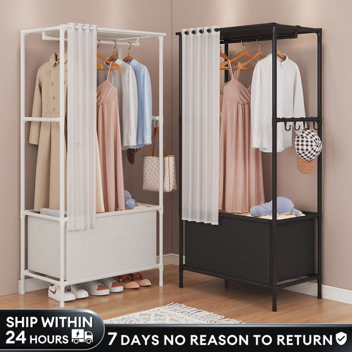 SHEEPER Bedroom clothes rack Floor-standing clothes drying rack with  curtain clothes hanging rack portable hanger rack Lazada PH