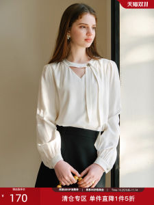 Elegant French Style V-Neck Shirt Womens Design Sensation Sash Shirt Commute New 2025 Loose Fit Long Sleeve Pure Color