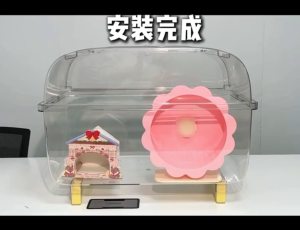 TIYES Transparent Hamster Cage 66cm | Elevated Full-View Cage with Magnetic Opening Door and Level Platform