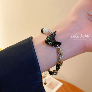 Drejew Vòng đeo tay thiết kế hốc mắt thời trang Thiết kế hốc Vòng tay đính hạt cho nữ dễ thương mát mẻ Ngọt Ngào Phong Cách Punk mèo Vòng đeo tay đa năng sang trọng nhẹ