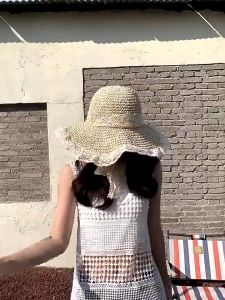 Mũ cói rộng vành tên cột dây nơ đi biển đi chơi cho mẹ và bé