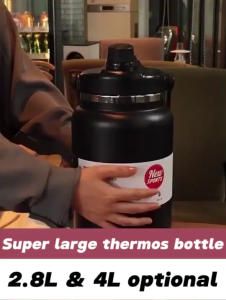 [LOCAL STOCK-Deliver in 1-3 days] 2800ml / 4000ml Large Capacity 304 Stainless Steel Vacuum Insulated Water Bottle Double Wall Thermal Flask With Handle Dual Drink Lid Leakproof Portable Thermos For Outdoor Camping Sports