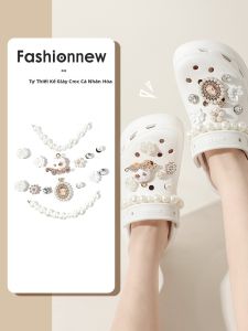 FENKAN | Phụ Kiện Hoa Giày Trang Trí Chuỗi Ngọc Trai Kim Cương Chữ Thập Tự Chế