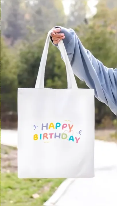 Ready Stock] Happy Birthday Design for Canvas Bag Shoulder Bag