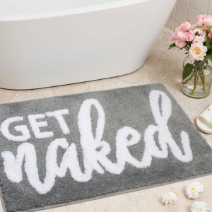 VIKAMA Get Naked Bath Mat Rugs Non-Slip Funny Bath Mat Machine Washable lrregular Shaped Shower Rug Water Absorbent Bathroom Mat
