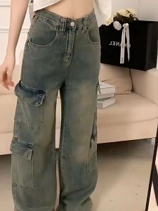 Pengiriman cepat Celana jeans wanita korean style baggy jeans wanita straight