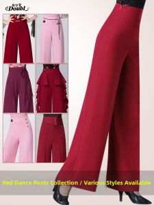 DANBAOLUO | Red Straight High Waist Latin Dance Pants