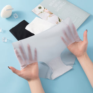 ชุดชั้นในสตรีแบบ M-XL ไร้รอยต่อกางเกงผ้าฝ้ายบริสุทธิ์แห้งเร็วระบายอากาศได้ดีมีกางเกงในผ้าไหมน้ำแข็งสำหรับผู้หญิง