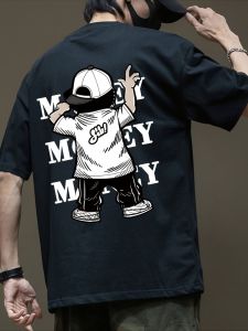 ฤดูร้อนผู้ชายแฟชั่นการ์ตูนพิมพ์Breathableรอบคอเสื้อยืดกลางแจ้งUrban High Street Casual Top