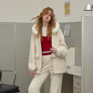 Unifree | Warm Thick Velvet White Casual Pants