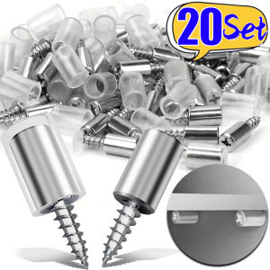20Set Self Tapping Screw Layer Plate Holder Wardrobe Septum Brackets Fixed Screw Shelf Support Pegs with Non-Slip Sleeve