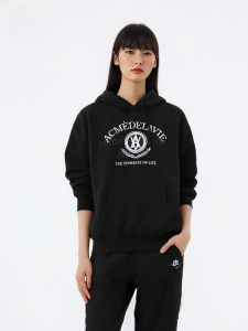 Acme de la vie | Early Autumn Celebrity Style Lettering Badge Round Neck Long Sleeve Hoodie