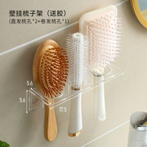 Bathroom Wall Mounted Comb Razor Storage Rack Acrylic Polished Surface Single Layer No Drilling Required Vanity Shelf