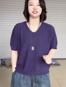 เสื้อเชิ้ตคอวีผ้าฝ้ายลินินบางสีพื้นไซส์ใหญ่สำหรับผู้หญิงในช่วงฤดูร้อนปี 2025 เสื้อเชิ้ตทรงพอดีตัวที่สวมใส่ได้หลากหลาย