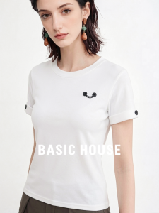 Basic House | Embroidered White Short Sleeve T-shirt