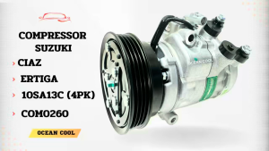 คอมแอร์ ซูซูกิ เซียส ปี 2016 - 2021 เออติก้า ปี 2015 - 2021 สวีฟ รุ่น3 ปี 2018 - 2022 COM0260 10SA13C สายพาน ร่อง 4PK COMPRESSOR Suzuki Ertiga 15 -21 Ciaz 16 - 21 Swift 18 - 22