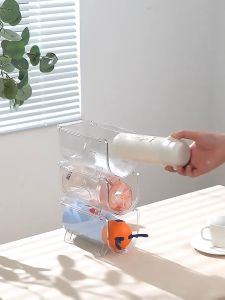 1 PCS Acrylic Stackable Wine Rack Transparent Beverage Rack Household Cup Holder Storage Rack Water Bottle Organizer