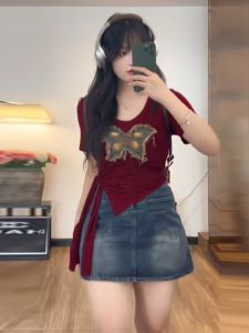 Slim Fit Short Sleeve T-Shirt for Women Summer plus Size Cute Spicy Girl Top Commute Style round Neck Regular Length