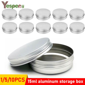 YESPERY 1/5/10Pcs 15ml Round Aluminum Metal Container for Cosmetic Cream Lip Balm Jar Pot Case