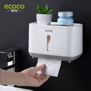 SR99. ECOCO Waterproof Bathroom Roll Paper Box Toilet Paper Box Wall-mounted Storage Tissue Pump Home Bathroom Storage