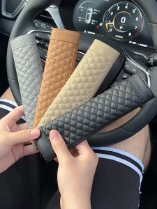 【Local Warehouse】Car Seat Belt PU Leather Safety Belt Shoulder Cover Breathable Protection Seat Belt Padding Pad Auto Interior Accessories Car Seat Belt Shoulder Pad Protection Cover Leather Embossed Soft Comfortable Seat Belt