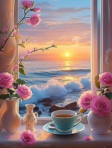 Bandai | 40x50cm Oil Painting By Numbers Flowers Pictures By Numbers on Canvas Room Decoration Seascape DIY Digital Paint