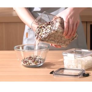 Hộp Nhựa Đựng Thực ăn tiện lợilọ lưu trữ nhà bếp Phẩm Khô Ngũ Cốc Trong Suốt Nắp Kín Chống Ẩm-HAUSE