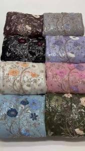Luxurious Nigerian African Beaded Lace Fabric High Quality Sequins Embroidery African French Lace Fabric For Sewing 5 Yards AT28