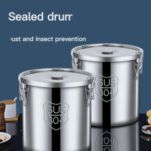 304Stainless Steel Sealed Rice Bucket Extra Large Kitchen Storage For Grains Flour Moisture And Pest Resistant