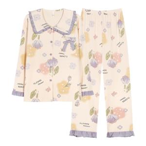 Bộ đồ ngủ nữ MiiOW Catman làm bằng vải cotton dài tay in họa tiết