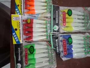 isi 5 umpan pancing cumi sotong Apollo kilap manik premium hook seawood reguler squid jig nyala