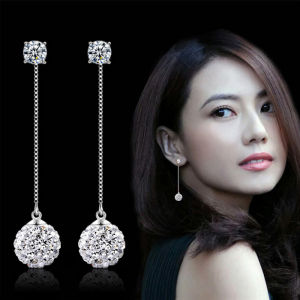 Shambhala Crystal 925 Silver Needle Ladies Long Tassel Drop Earrings Jewelry Birthday Gift Women